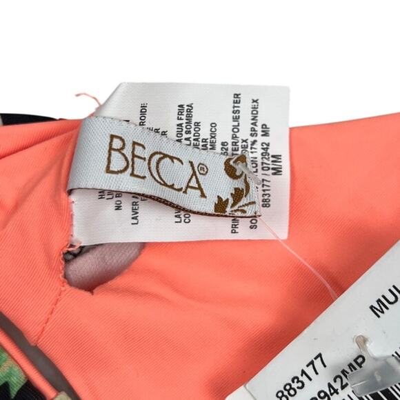 Becca Black & Pink Floral Swimwear Bikini Top Size Medium M NWT - Picture 3 of 5